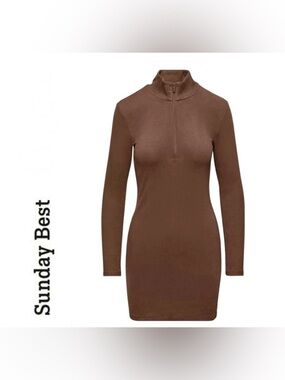 Sunday Best by Aritzia, half zip dress, size Medium, cognac brown, EUC